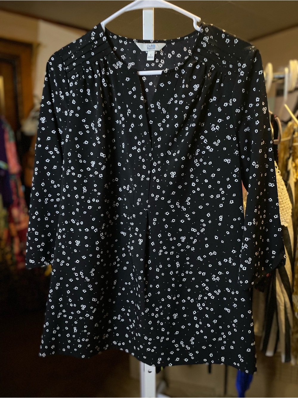 croft & barrow Black Floral Long-Sleeve Tunic Dress